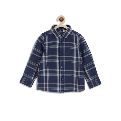 Boys Medium Blue Long Sleeve Flannel Shirt